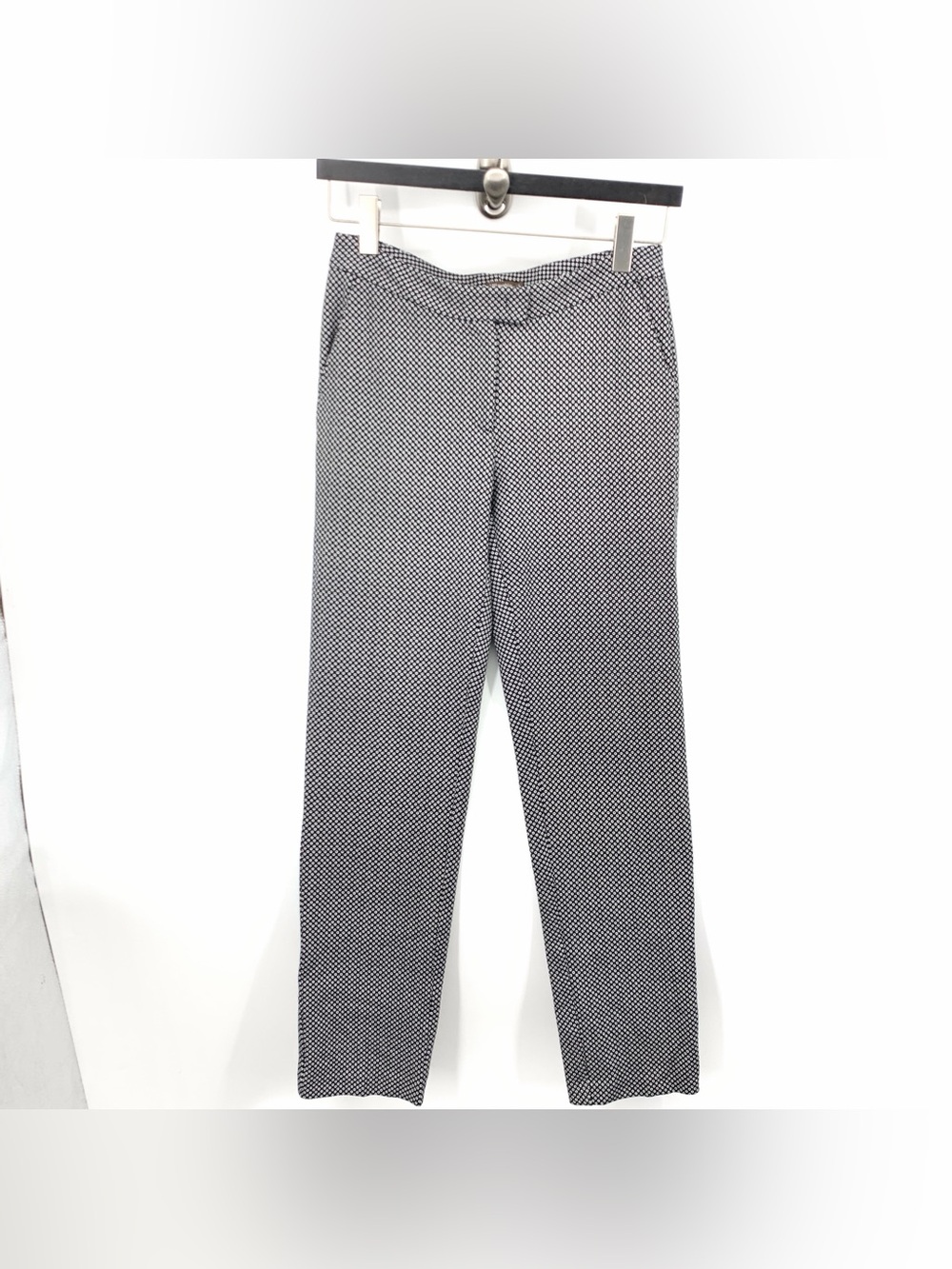J. Mclaughlin Women Size 6 Pants Black White Polka Dot Slim Straight Trousers
